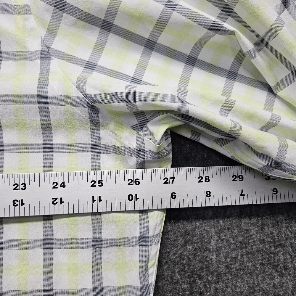 Peter Millar Summer Comfort Shirt Mens XL Yellow Grey Plaid Button Long Sleeve - Picture 6 of 9